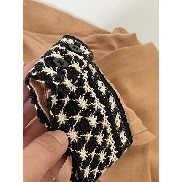 Zara Tan With black and white crochet detail hi-low Boho Dress size XS Tunic Top - Picture 9 of 10
